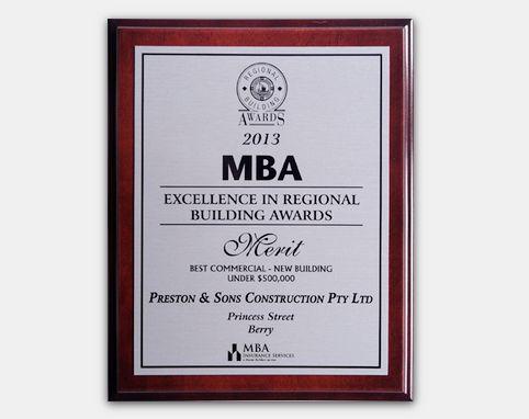 MBA 2013 - Excellence in Regional Building Awards